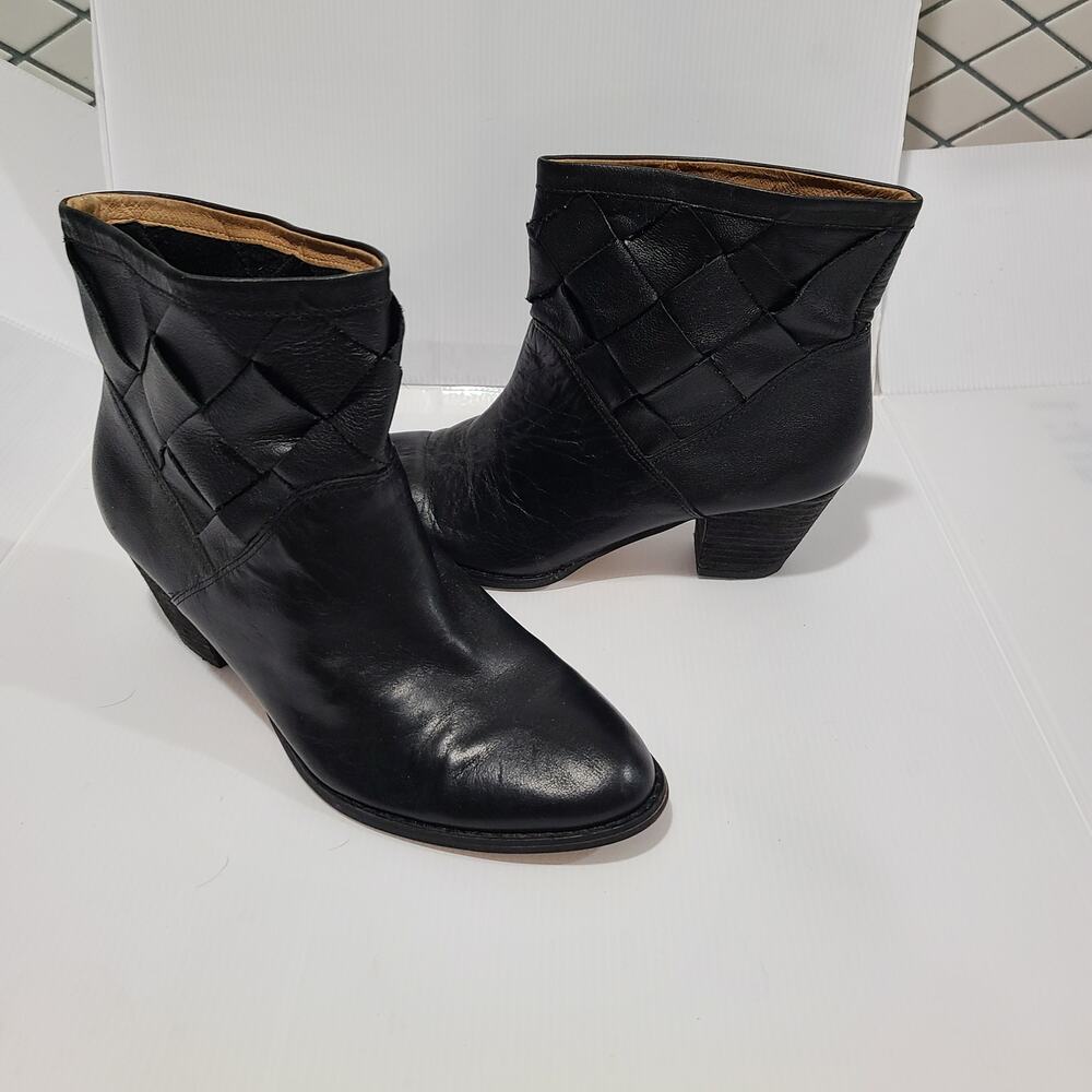 Corso Como Bedford Woven Leather Ankle Boots Black 7.5